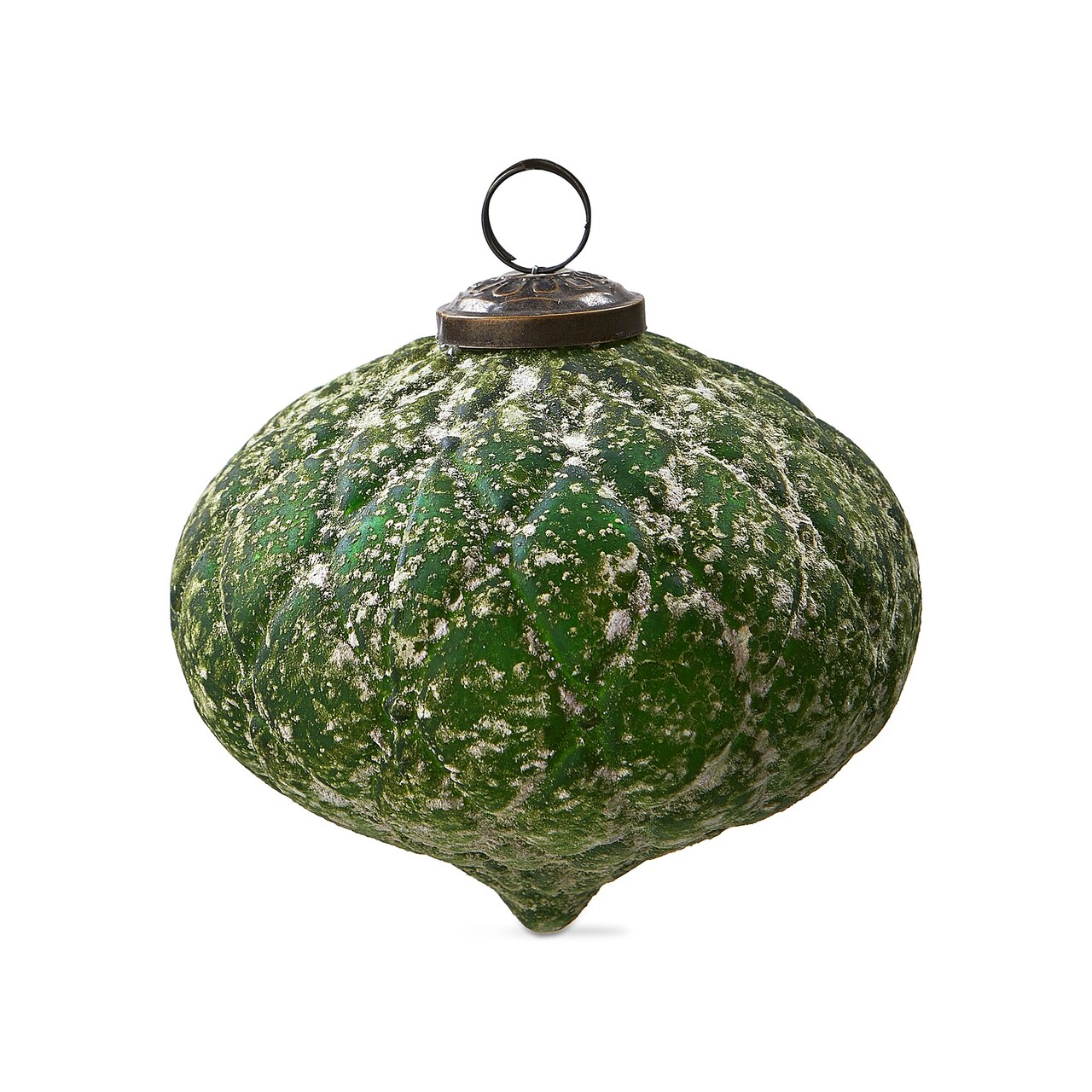 Antiqued Green Diamond Glass Ornament 5 In for Christmas Tree Dark Green Decorative Holiday Decor